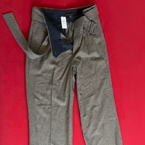 Banana Republic high waist wide leg Rayon/Wool brown and black checked pants